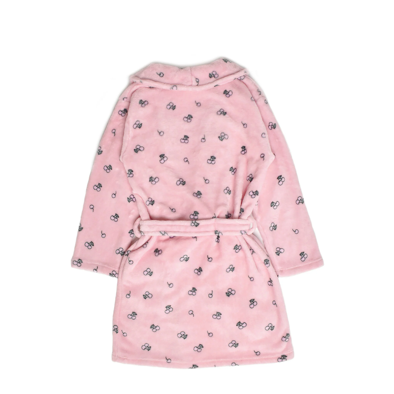 Fleece Bath Robe | Cherry Print