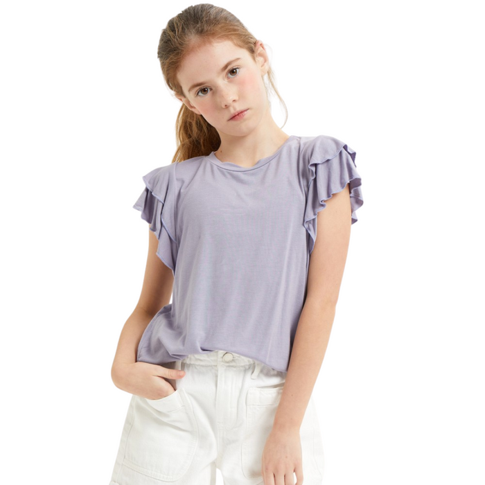 Solid Modal Flutter Sleeve Top