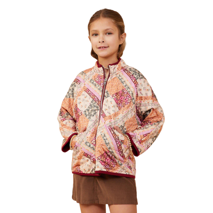 Patch Print Quilted Light Padded Jacket