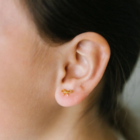 Bow Stud Earrings - Gold