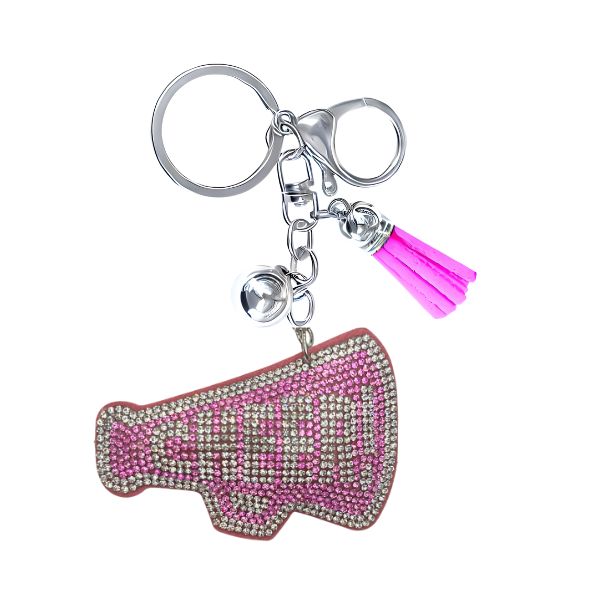 Rhinestone Keychain | Cheer Pink