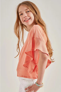 Ruffle Sleeves Loose-Fit Knit Top