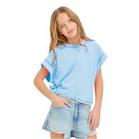 Overlap Open Back Reverse Stitched Top