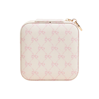 Pink Bow Pattern Square Jewelry Box