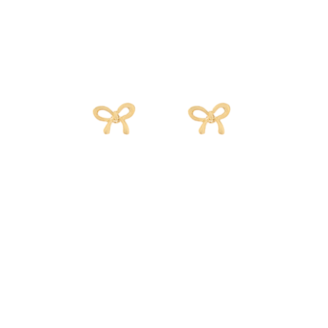 Bow Outline Stud Earrings - Gold