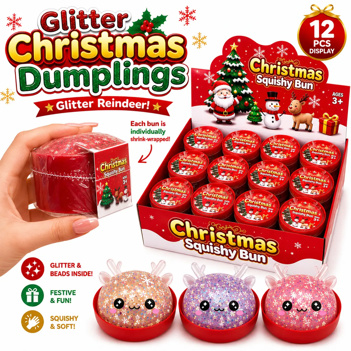 Glitter Christmas Reindeer Dumplings