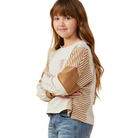 Stripe & Color Block Sleeve Knit Top