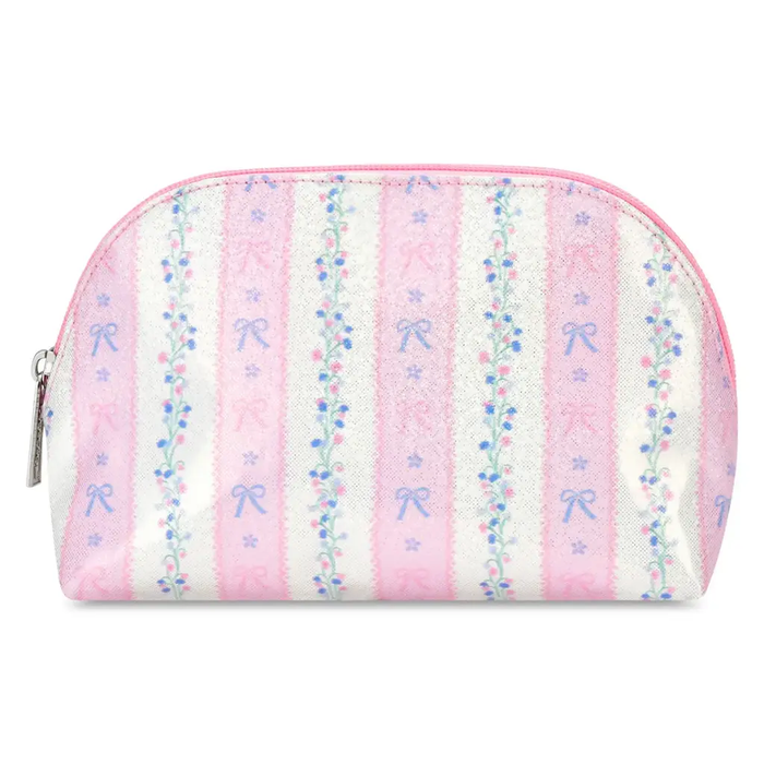 Floral Stripes Oval Cosmetic Bag