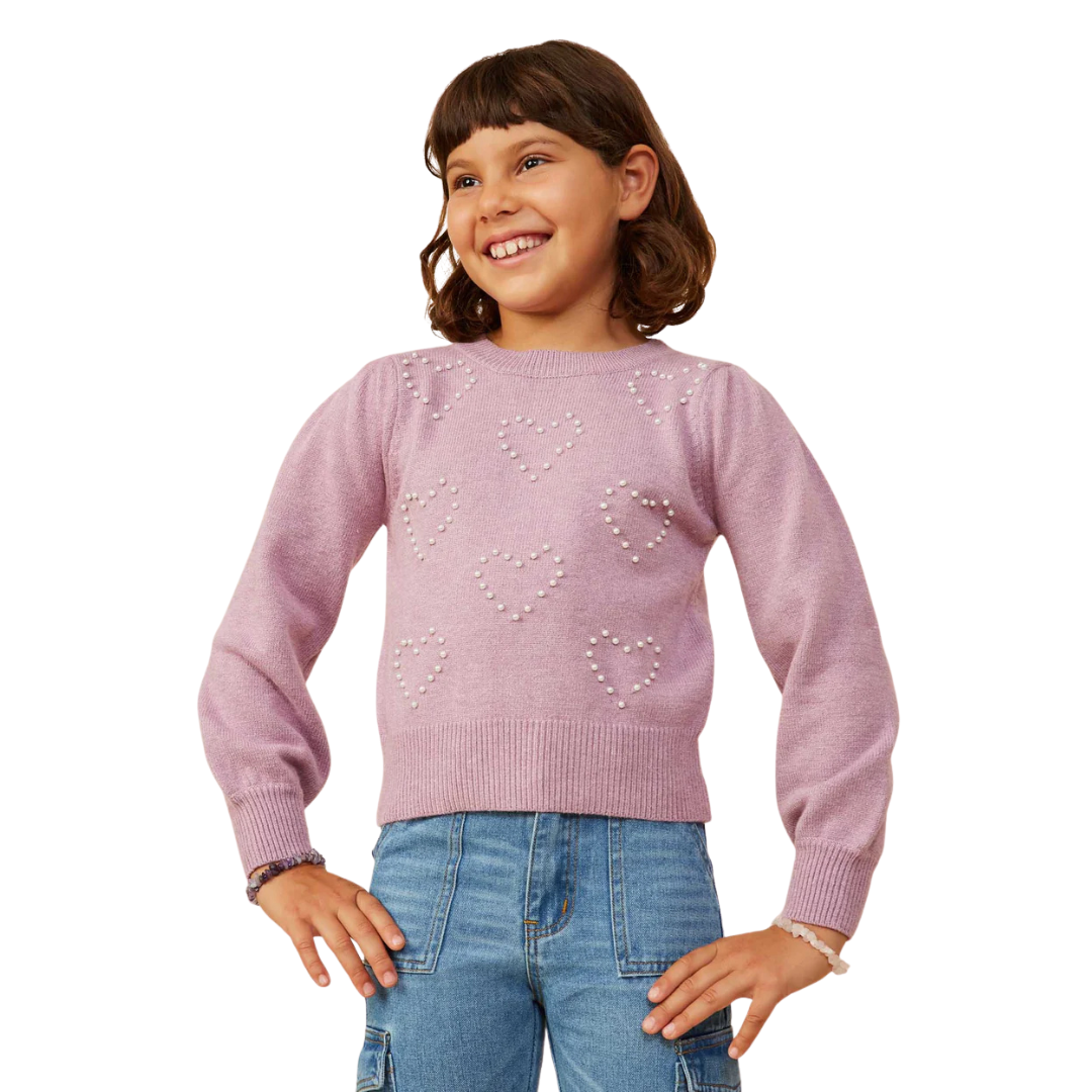 Pearl Hearts Pullover Sweater