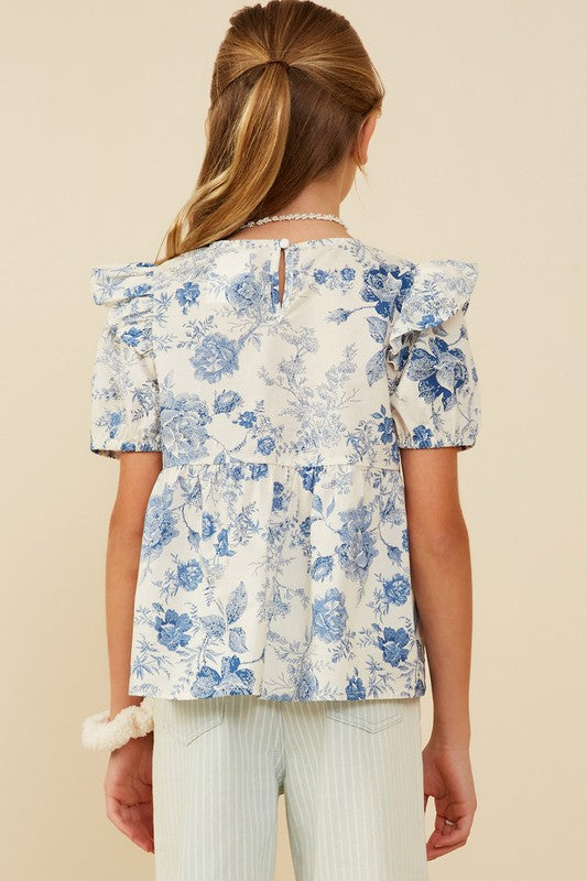 Lace Trimmed Ruffle Top
