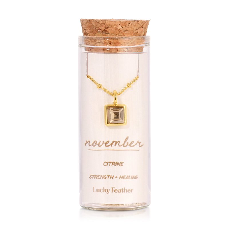 Gold Birthstone Bottle Necklace