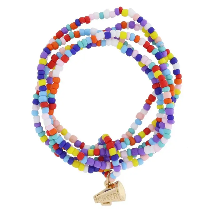 Kids 5 Strand Beaded & Cheer Megaphone Bracelet