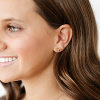 Bow Long Post Gold Stud Earrings