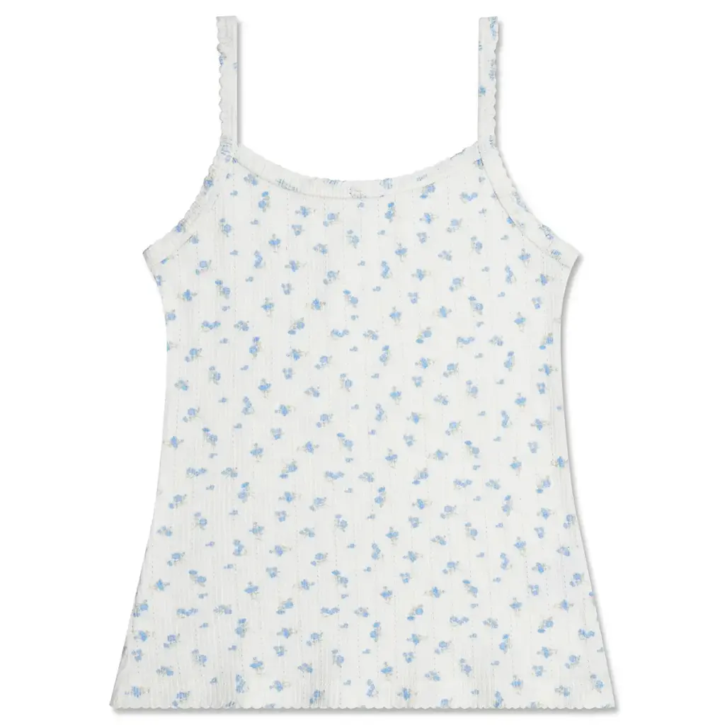 Blue Floral Pointelle Tank Top and Short Set