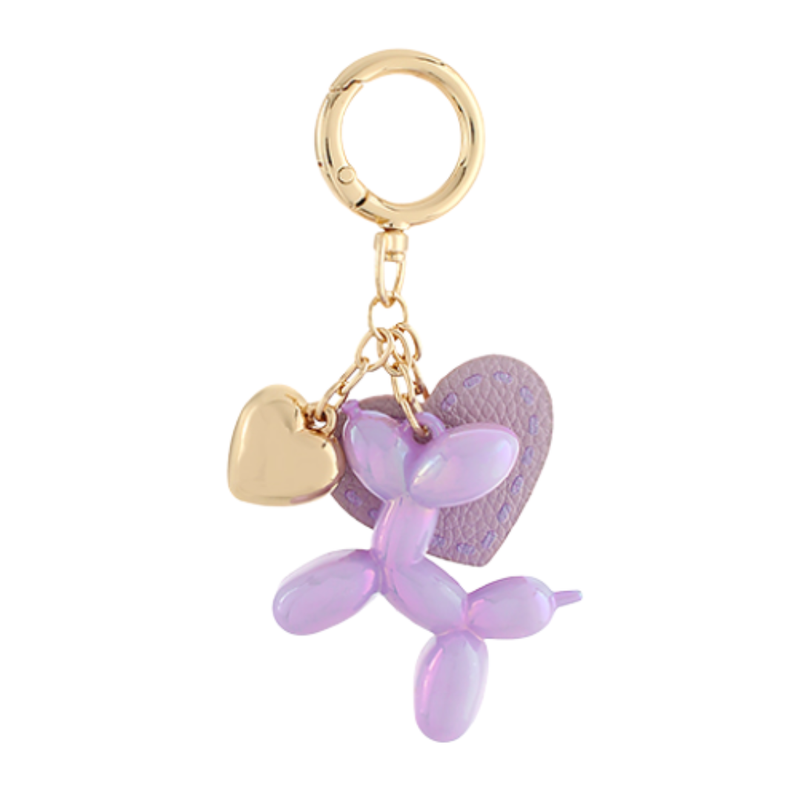 Balloon Dog & Leather Heart Bag Charm