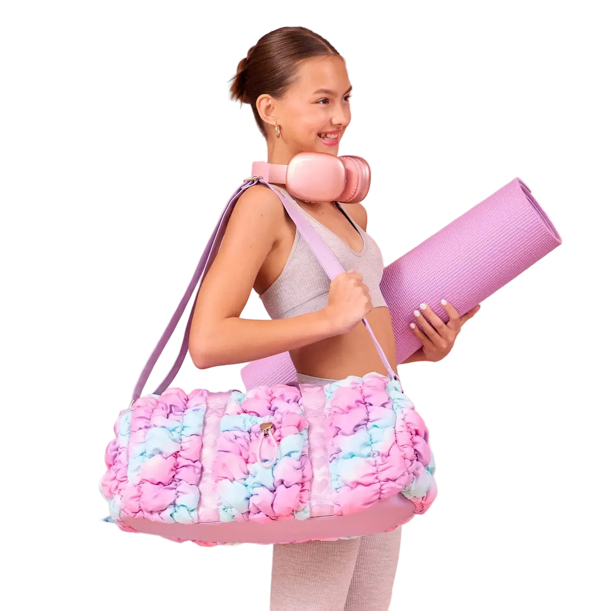 Quilted Scrunchies Bow Large Duffle Bag w/ Coin Purse