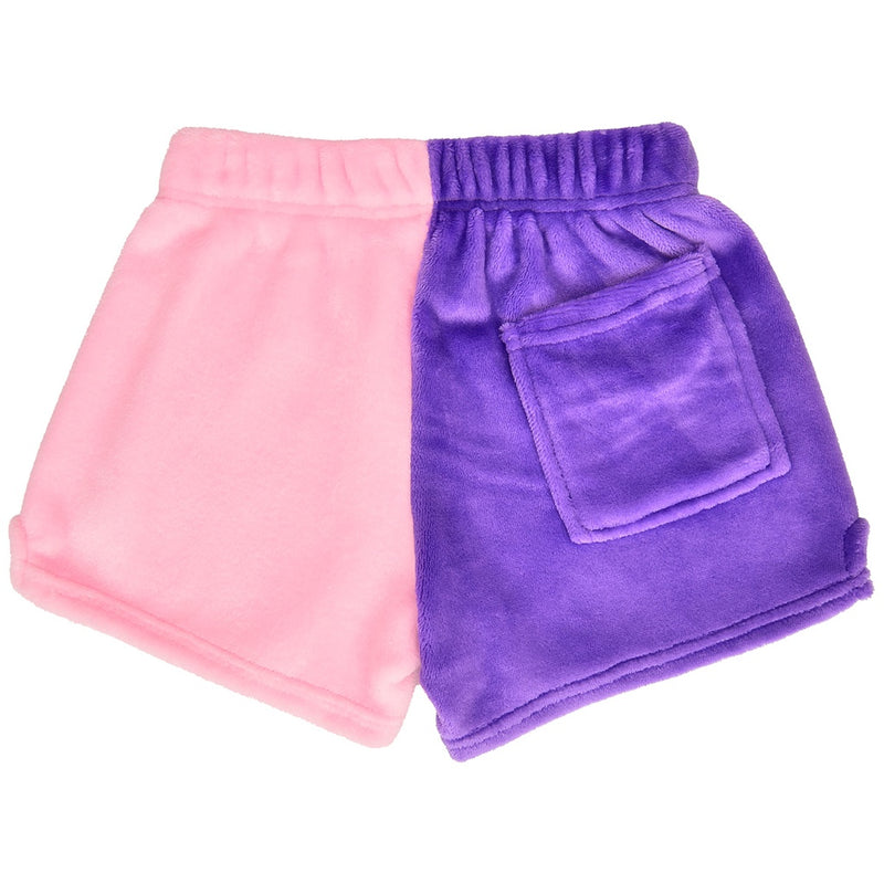 Heart Color Block Plush Shorts