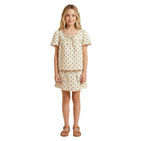 Polka Dot Tie Detail Square Neck Top