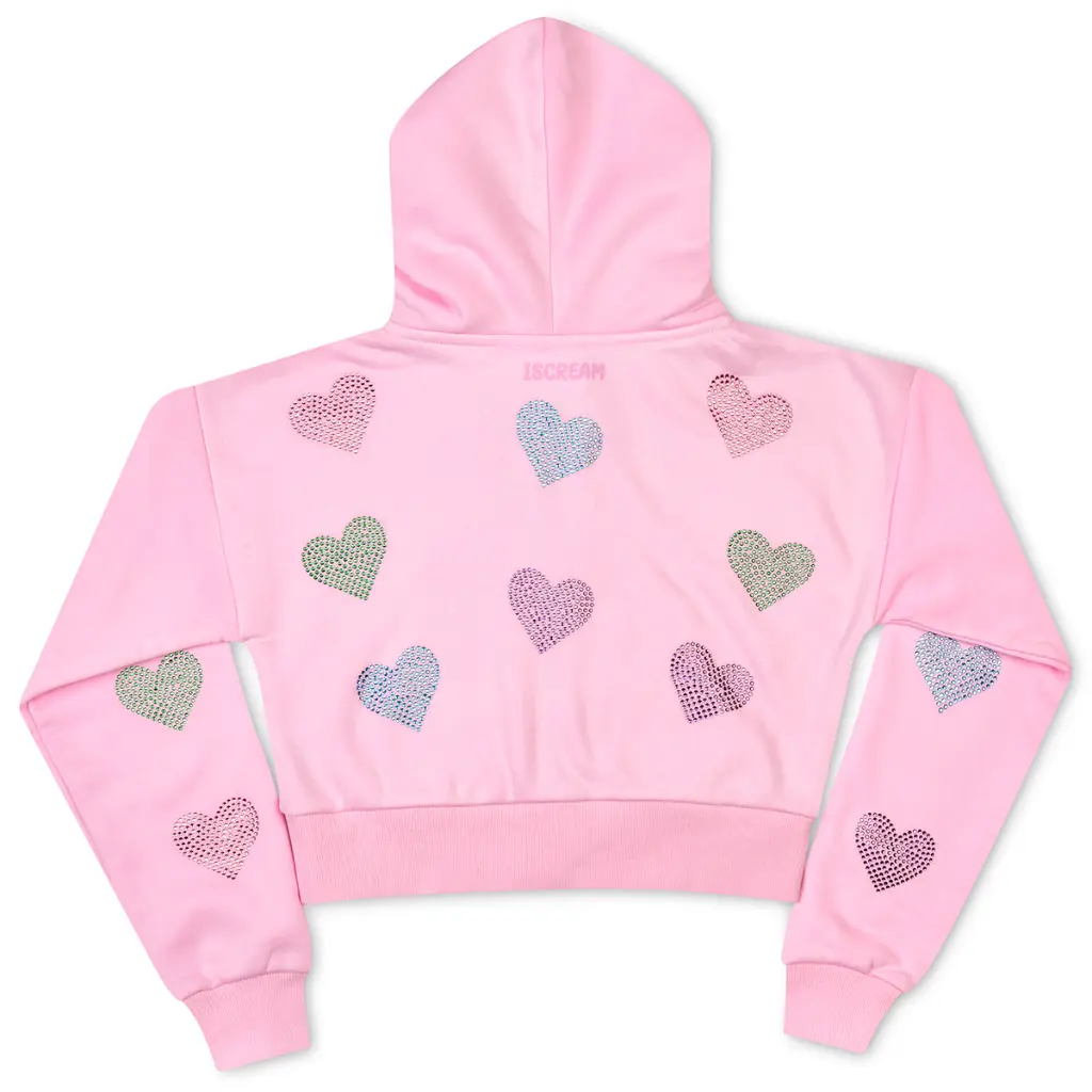 Sparkling Hearts Cropped Zip-Up Sweatshirt