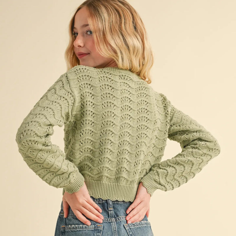 Wavy Pointelle L/S Sweater