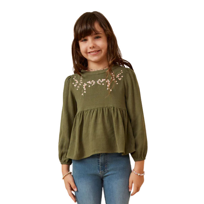 Floral Embroidered Textured Peplum Top