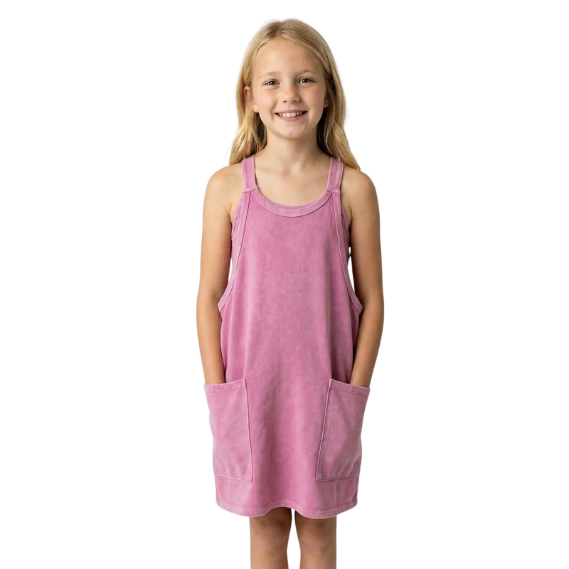 Mineral Washed Dress with Built-In Romper Lining