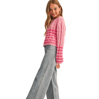 Cable Knit Boxy Cropped Pullover