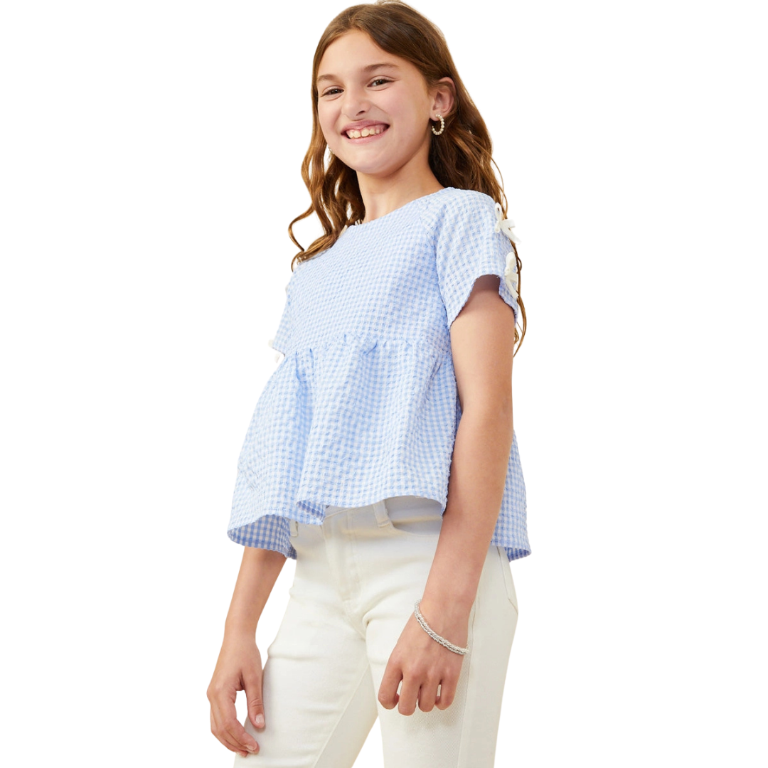 Gingham Babydoll Top