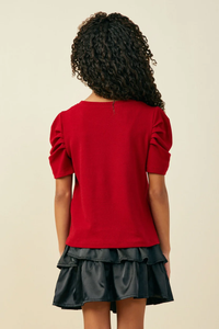 Rib Puff Short Sleeve Top
