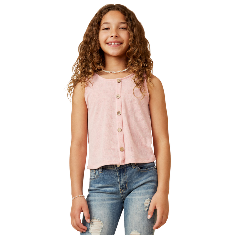 Patterned Button Knit Tank