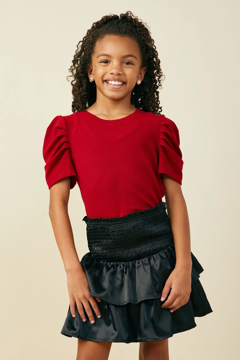 Rib Puff Short Sleeve Top