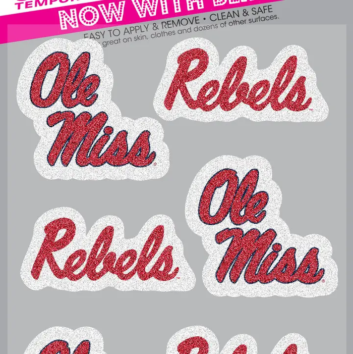 Ole Miss Glitter Temporary Tattoos
