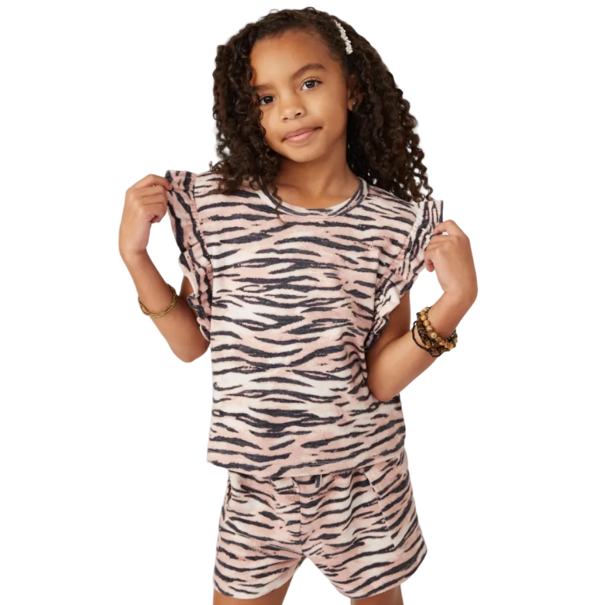 Smithsonian Tiger Print Ruffled Knit Tank
