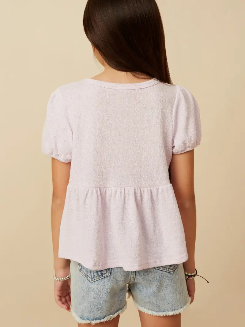 Puff Sleeve Asymmetric Panel Knit Top