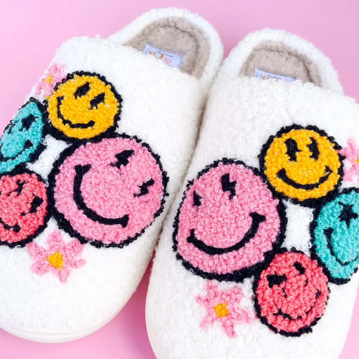 Smiley Face Flower Slippers - SMALL