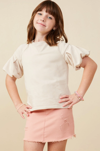 Puff Sleeve French Terry Top