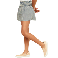 Gingham Print Smocked Waist Shorts