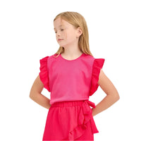 Ruffle Sleeve Ribbed Top