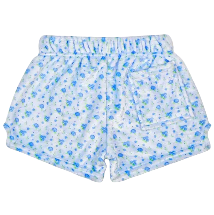 Blue Ditsy Plush Shorts
