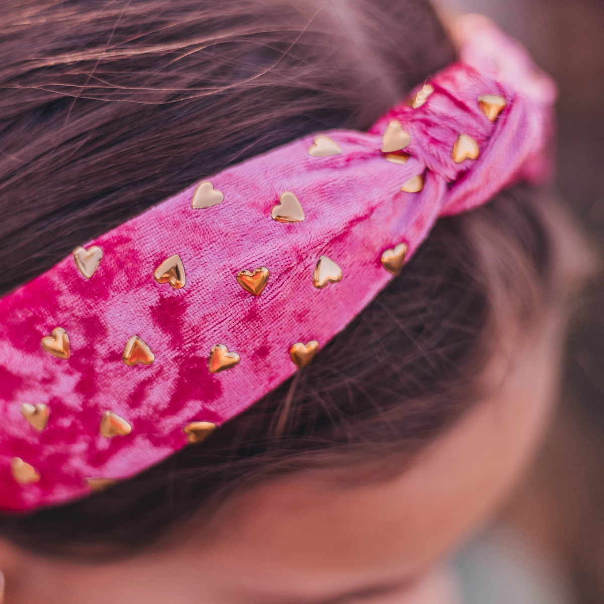 Kids Knot Headband - Gold Heart Stud