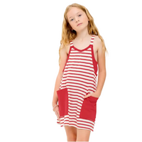 Striped Mini Dress With Inner Romper Red L