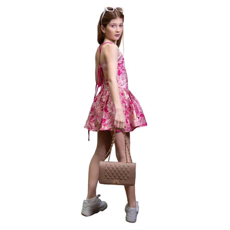LEXI Lace Back Low Waisted Sheared Dress