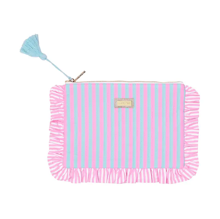 Stripe Ruffle Pencil Pouch