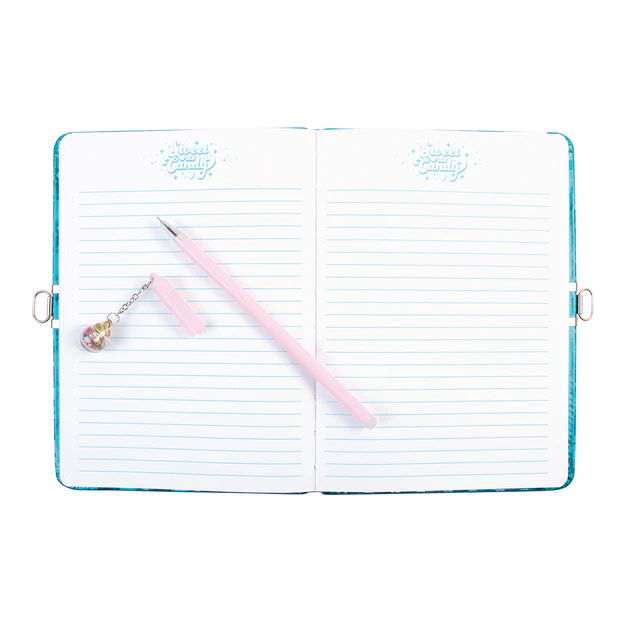 Bubble Gum Glitter Locking Journal  with Pen