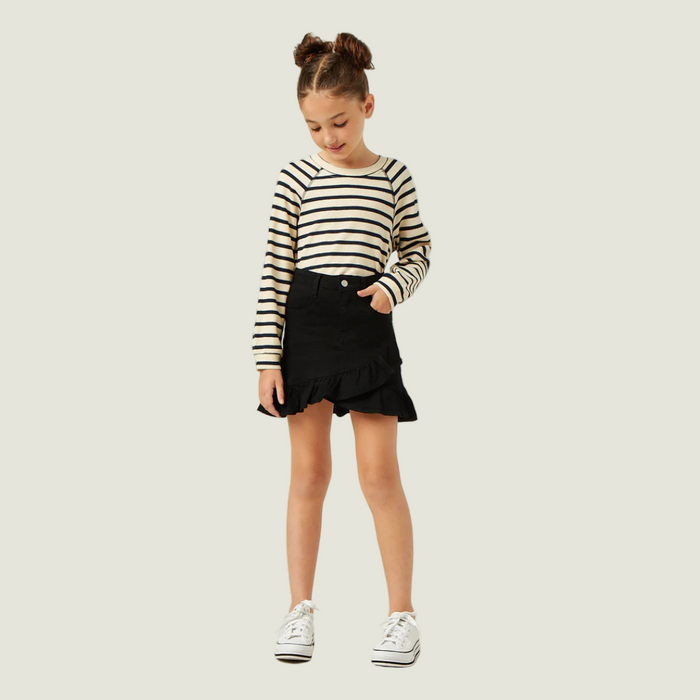 Ruffle Trimmed Twill Skirt