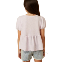 Puff Sleeve Asymmetric Panel Knit Top
