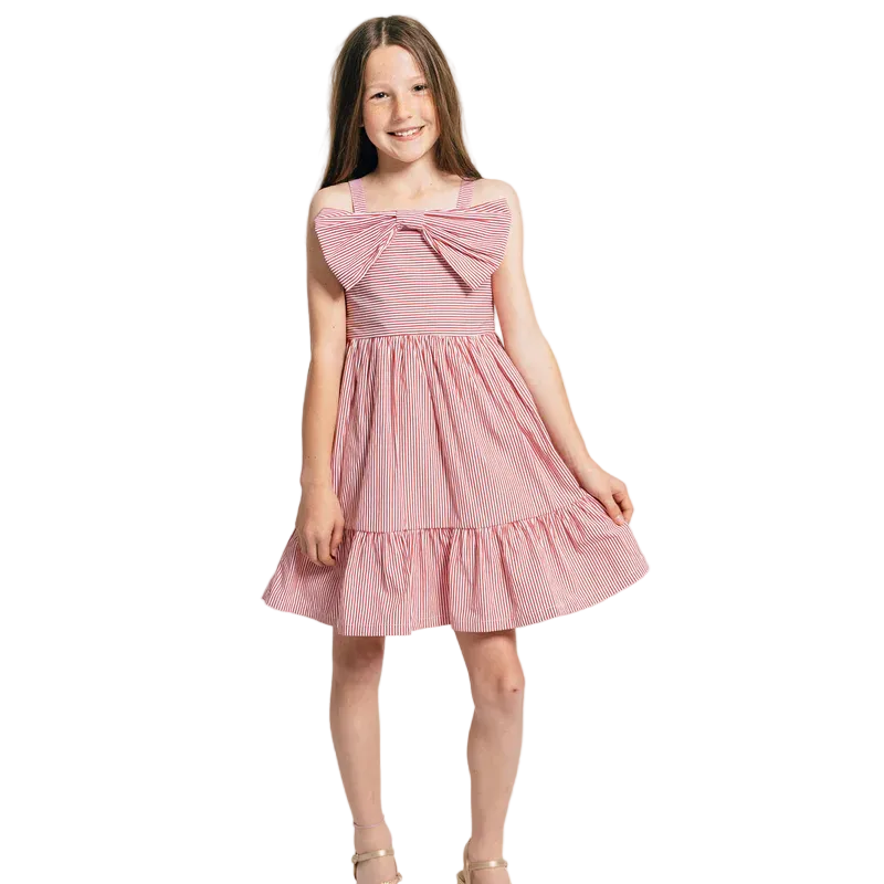 Bow Detail Stripe Strappy Dress