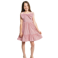 Bow Detail Stripe Strappy Dress