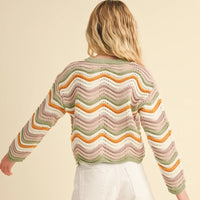 Crew Neck Wavy Knit Top