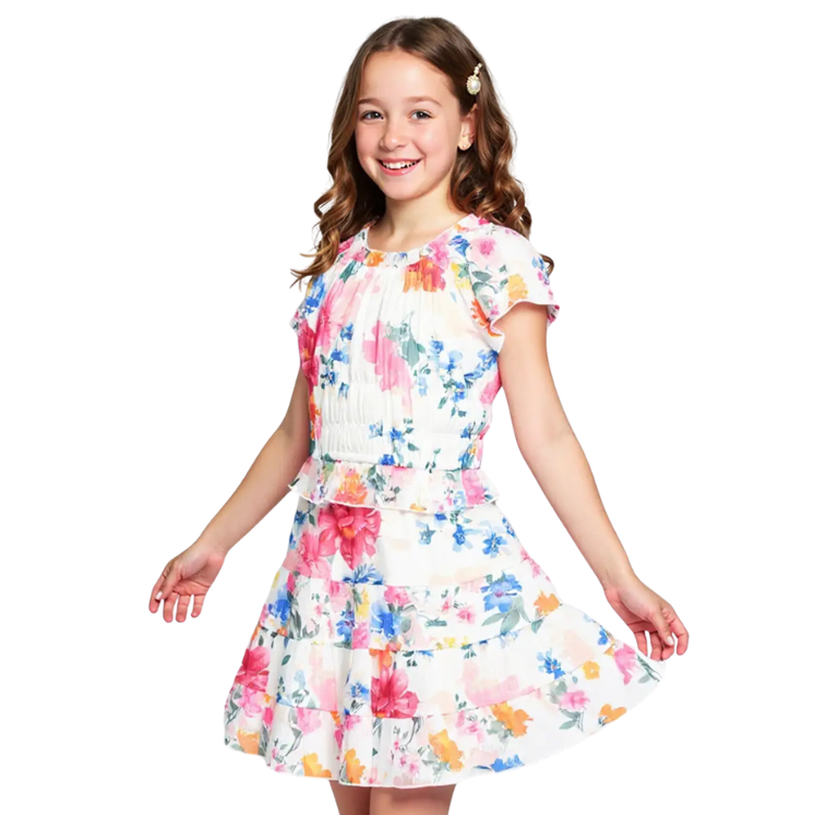 Flower Print Peasant Top